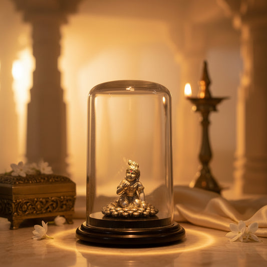 999 Silver Acrylic Case Antique Ladoo Gopal Idol