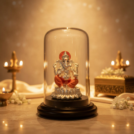 999 Silver Acrylic Case Vinayak Idol