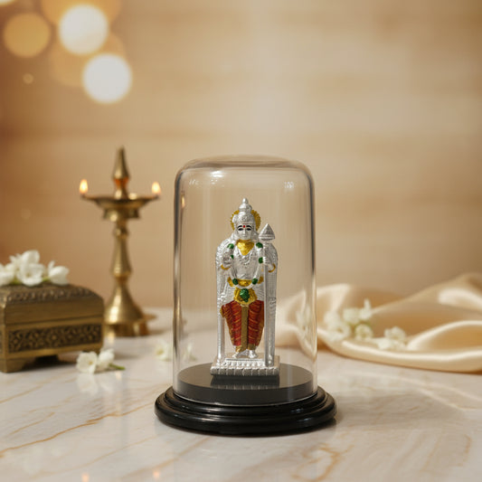 999 Silver Acrylic Case Thiruchandur Murugar  Idol