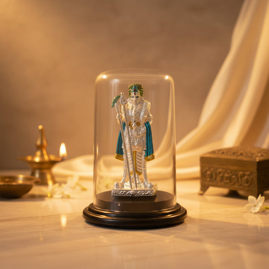 999 Silver Acrylic Case Raja Alangara Sengol Murugar Idol