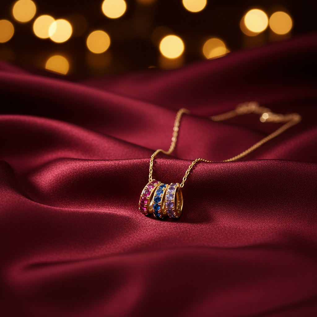 Gold Plated Silver Multiocolor Slide Me Necklace