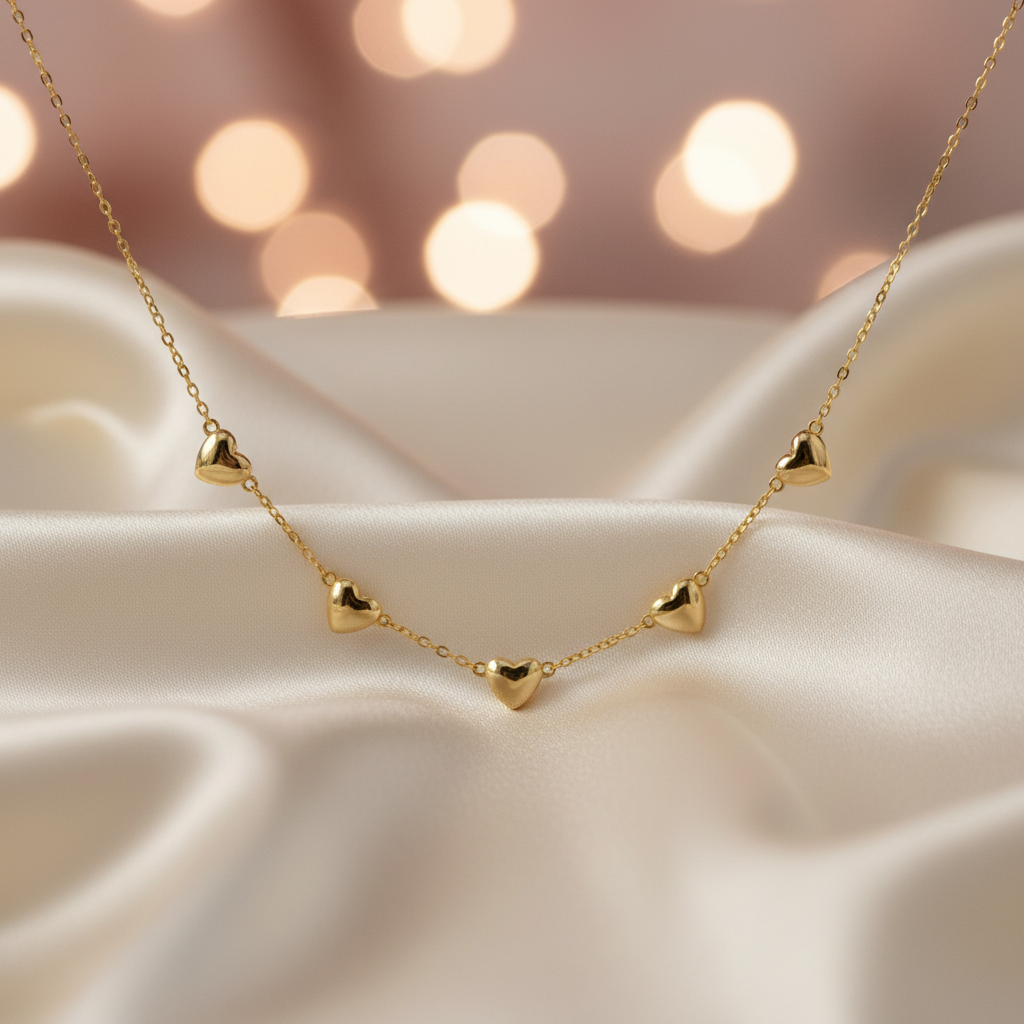 Gold Plated Silver Heart Charm Necklace