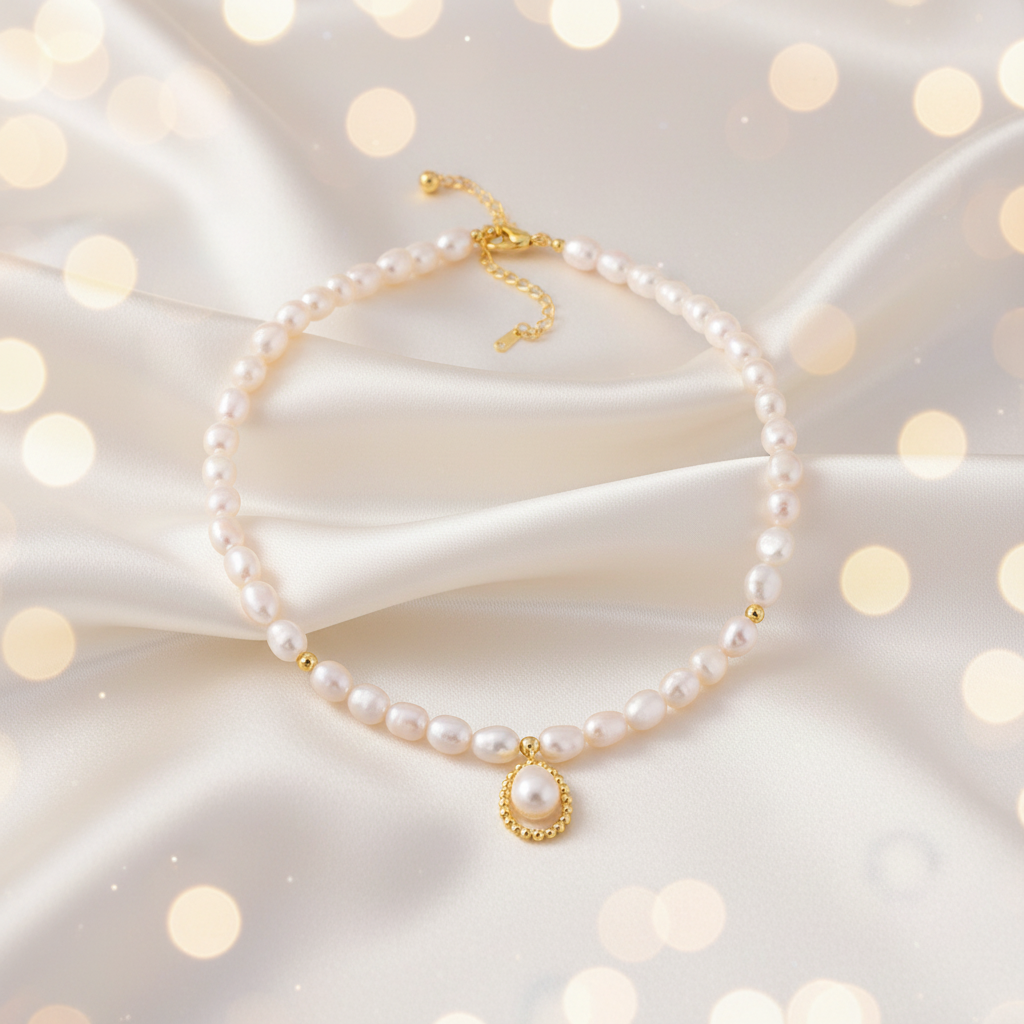 Gold Plated Silver Peraled Me Necklace