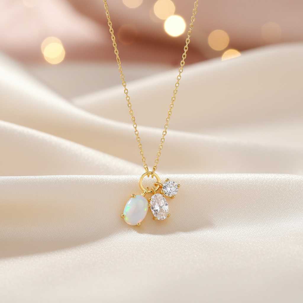 Gold Plated Three Little Story Necklace