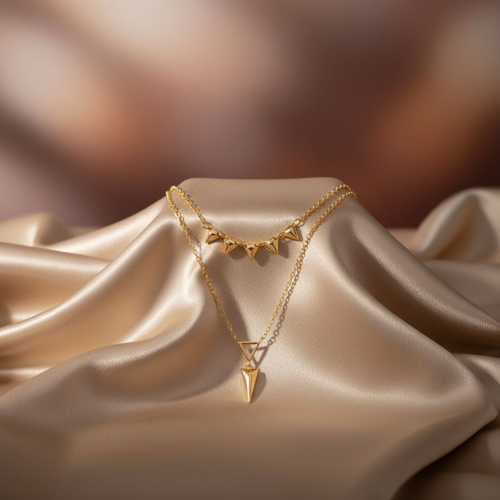 Gold Plated Silver Triangle Necklace