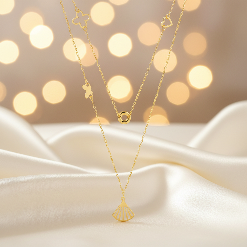 Gold Plated Silver Two Layer Necklace