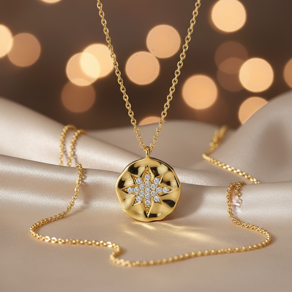 Gold Plated Silver staring Necklace