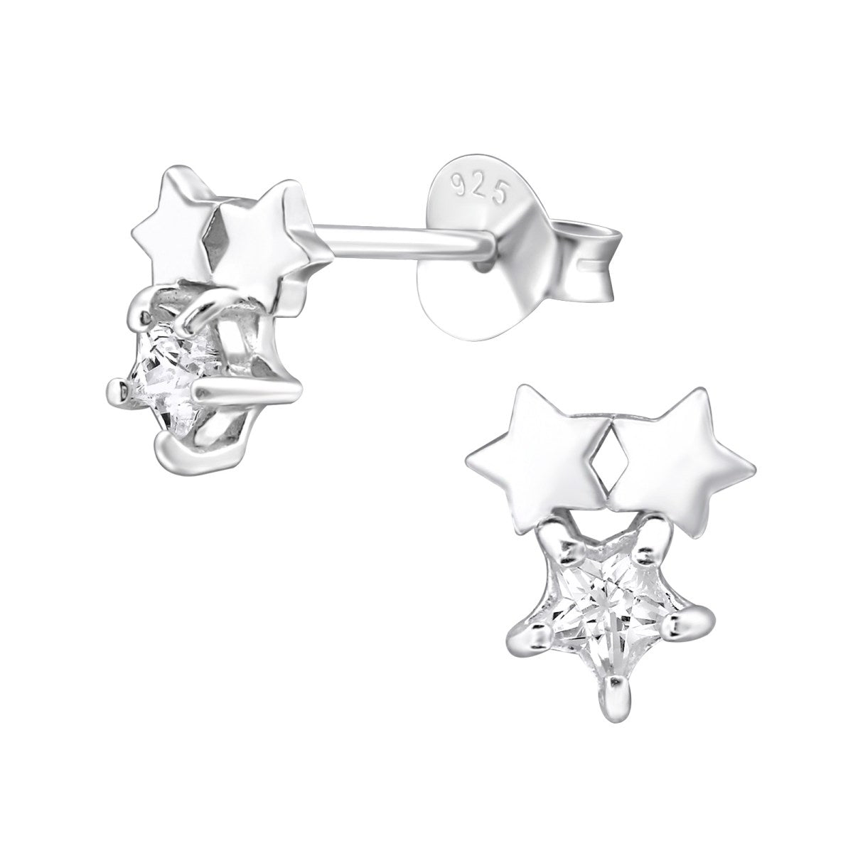 Silver Starry Stud Earrings