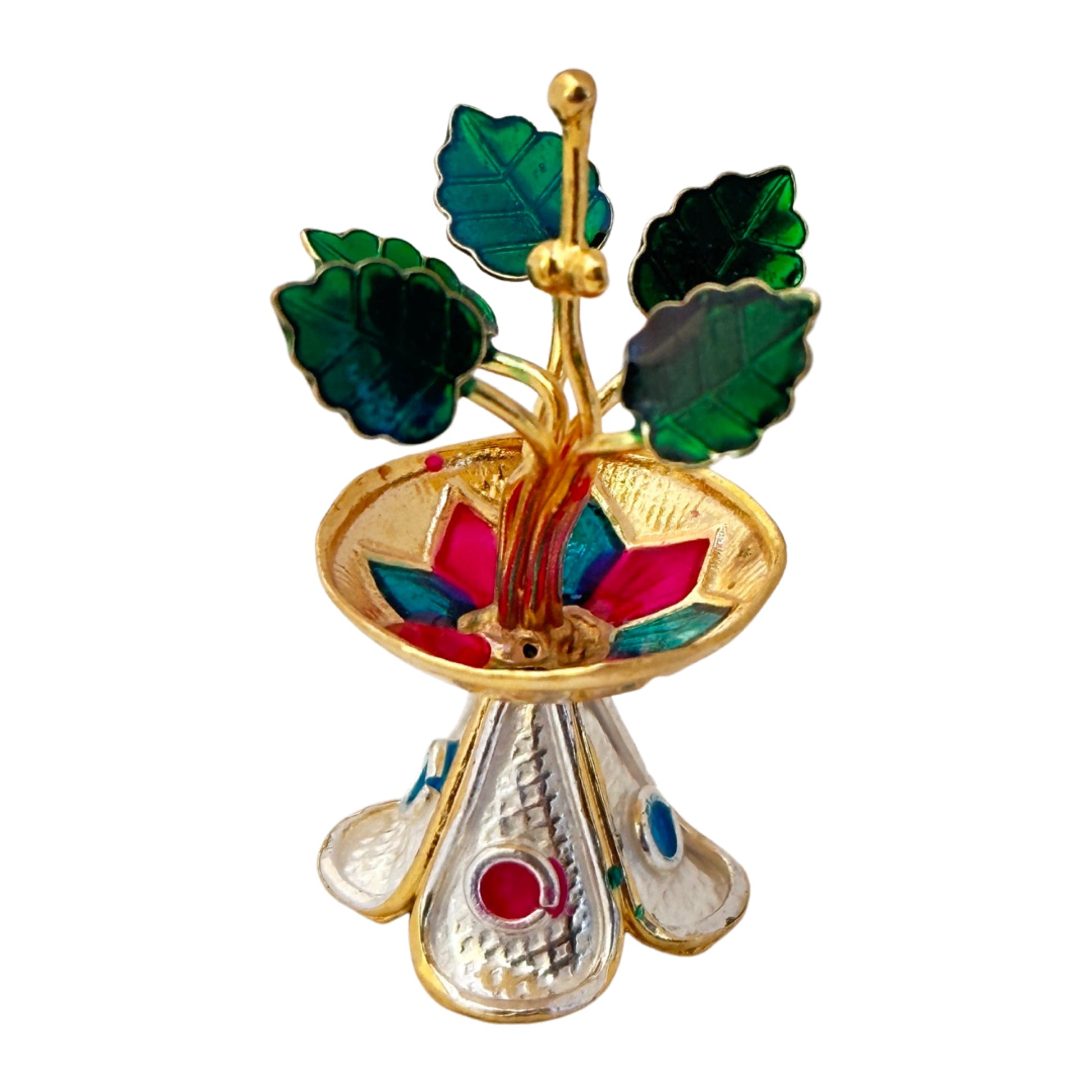 Gold Plated Tulsi Plant for Worship,Silver Tulsi Plant