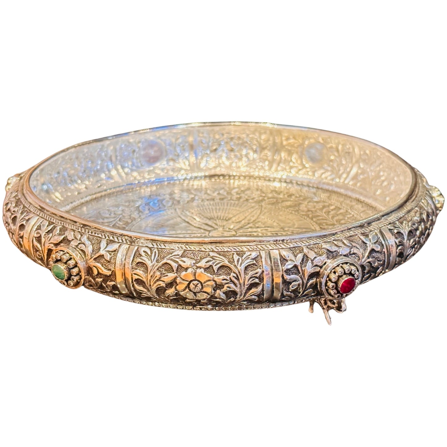 antique silver pooja thali plate