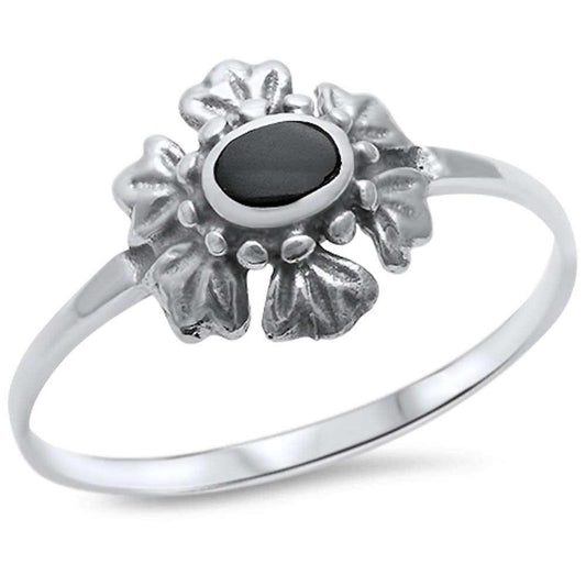 Black Onyx Silver Ring Size 6