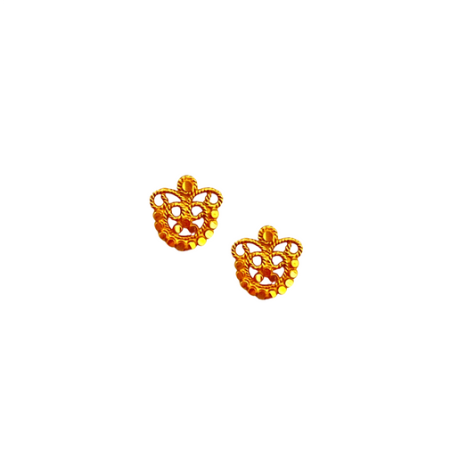 18KT Gold Swirly  Circular Flower Stud Earrings