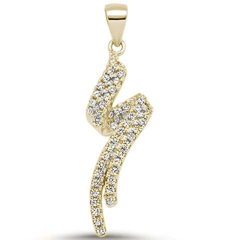 Yellow Gold Plated Cubic Zirconia Spiral DesignSilver Pendant