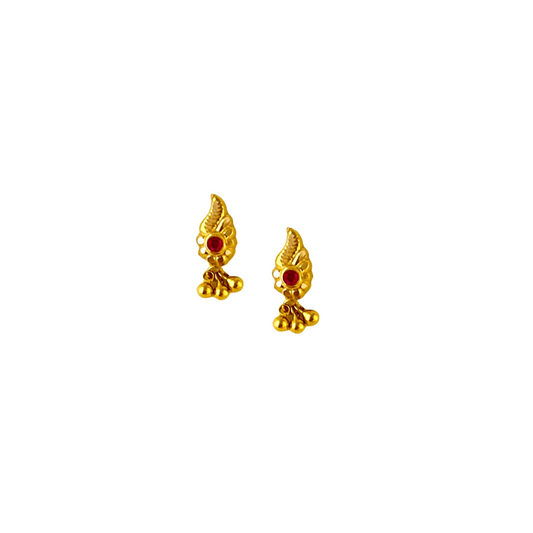 18KT Gold Pink Stone Drop Earrings