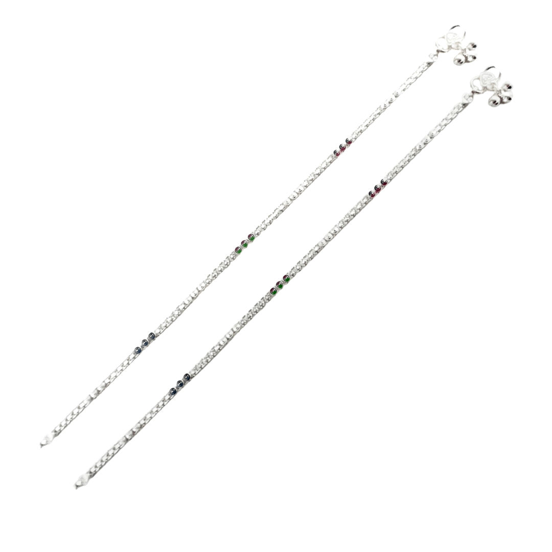 Silver Tri Dot Anklet-10 Inches