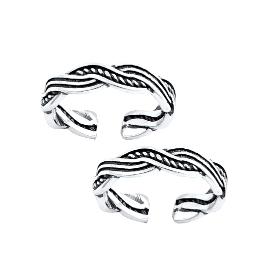 Silver Braided Toe Rings