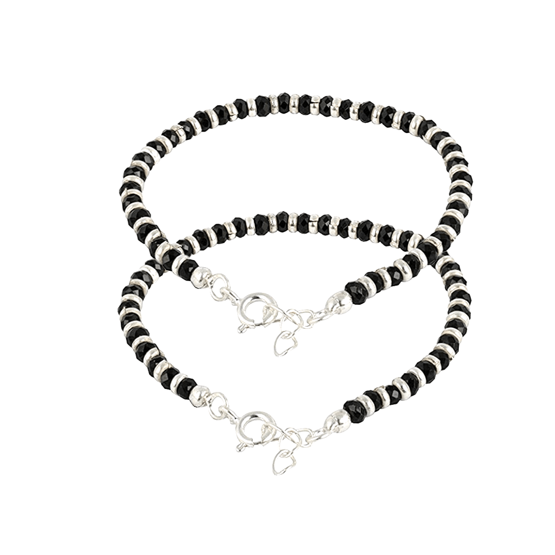 Silver Black Bead Nazria Bracelets/Anklets 7.5 inches