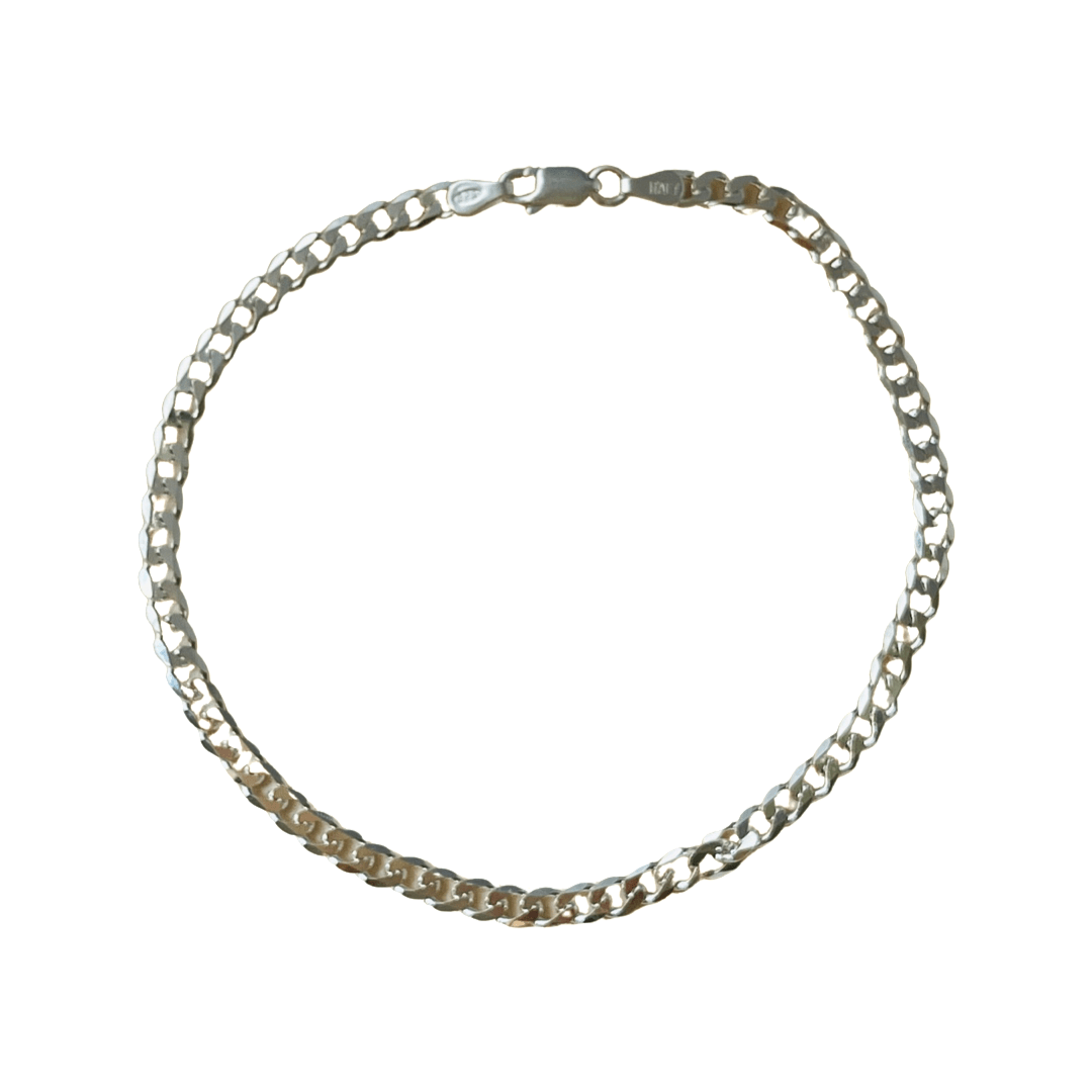 Sterling Silver 9" Curb Chain Bracelet/Anklet - 3.8MM