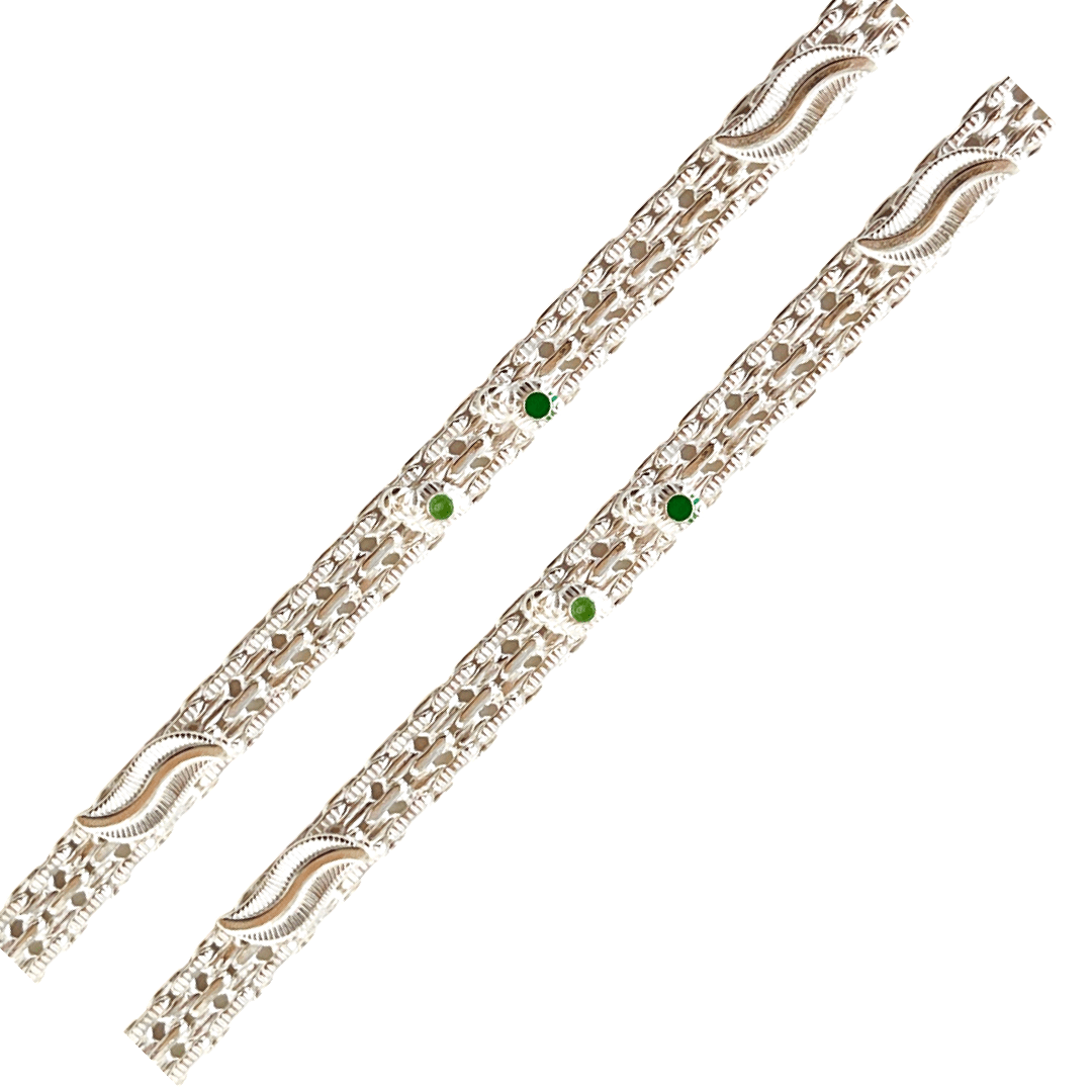 Silver Flat Chain Enamel Anklet-10 Inches