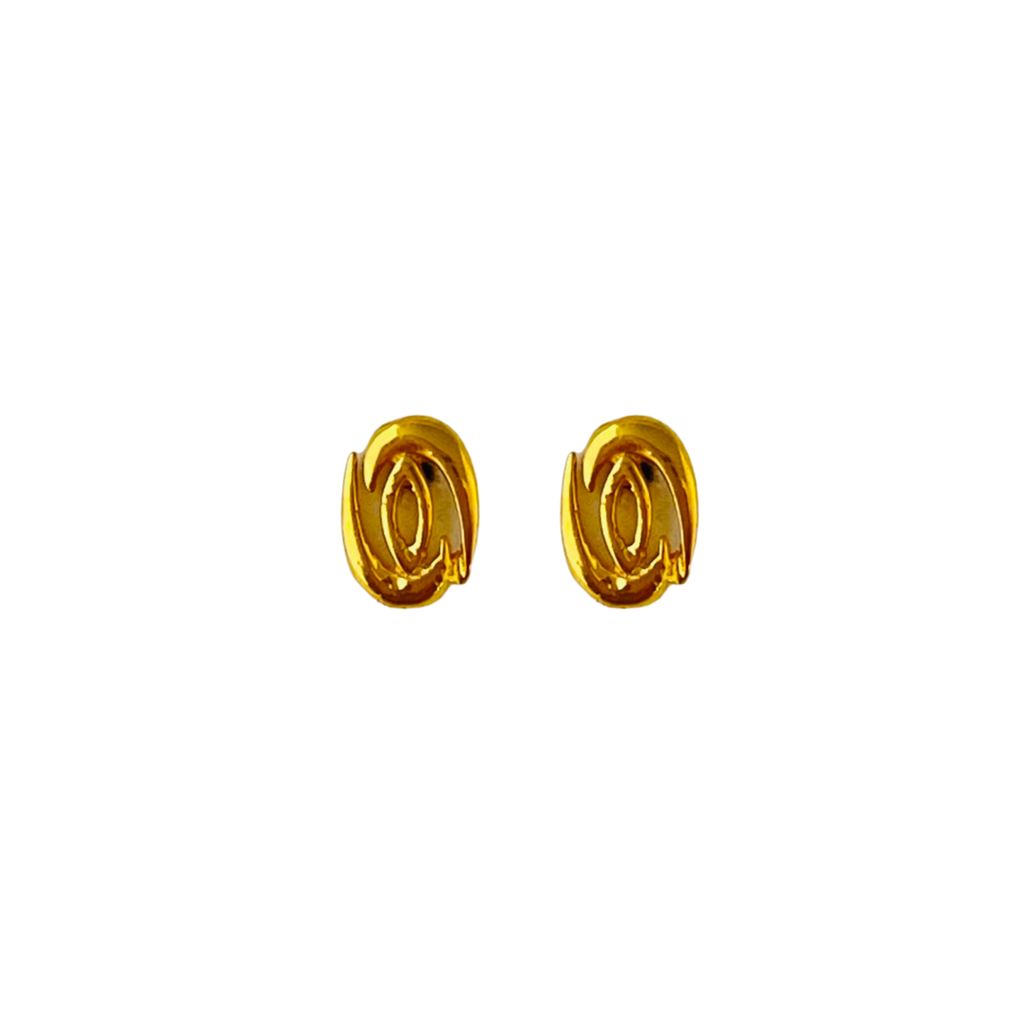 18KT Gold Geometric Oval Earrings