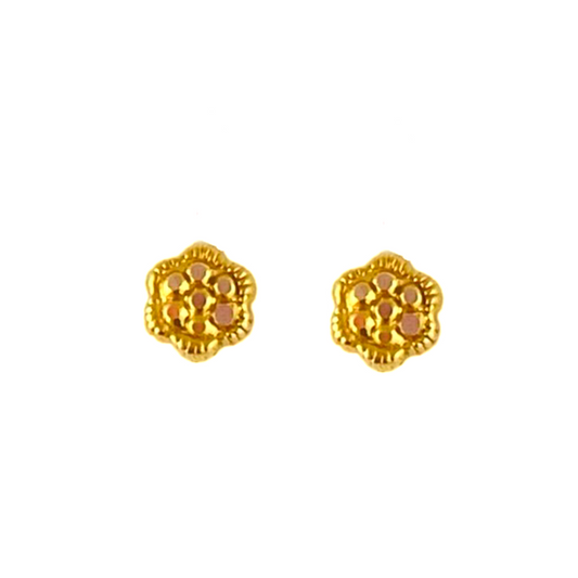 18KT Gold  Dot Round Stud Earrings