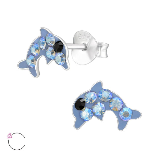 Children's Silver Dolphin Pendant with Crystal