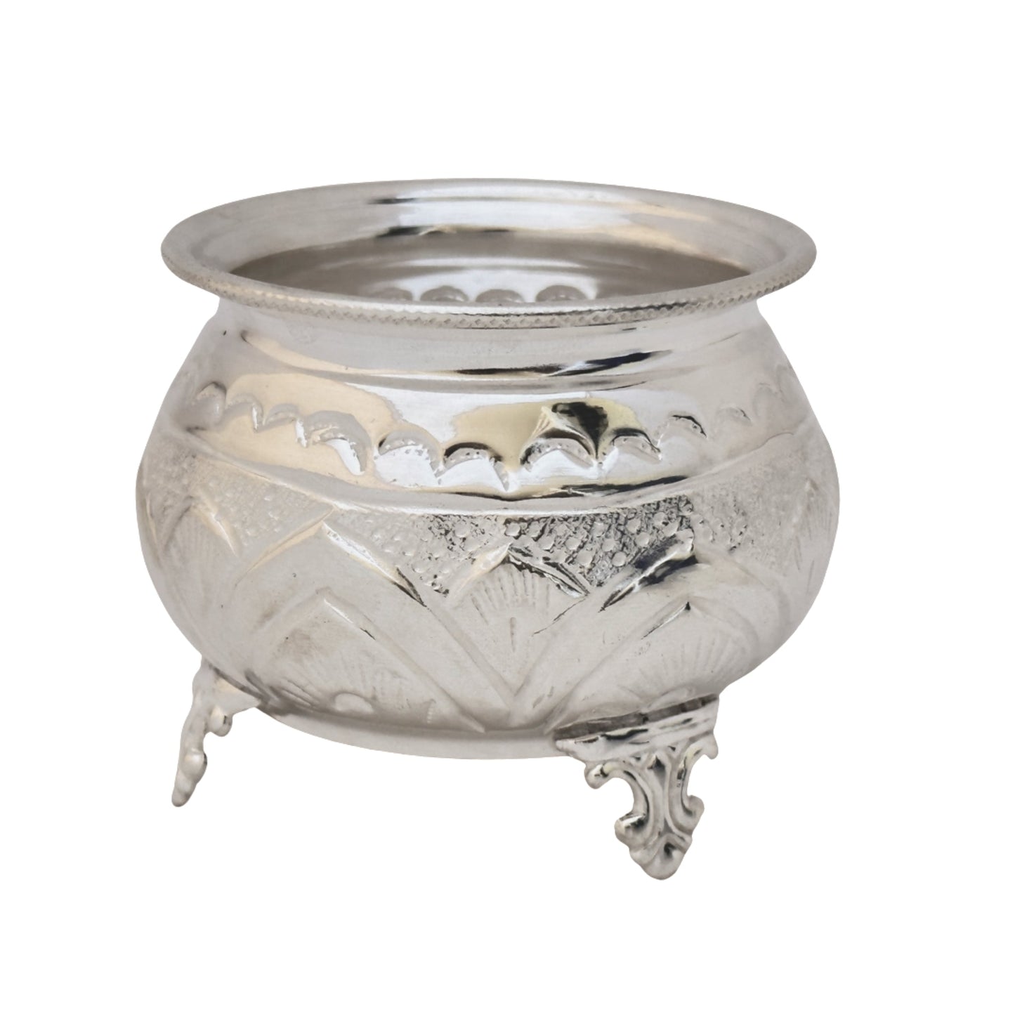 Silver Nakshi Chandan Cup With Standing Base