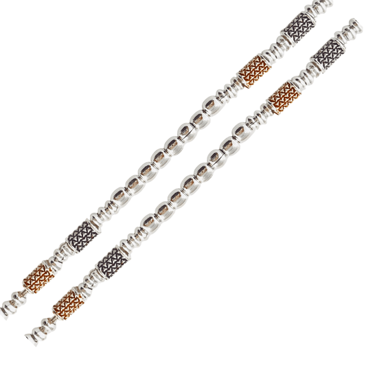 Silver Beaded Anklet-10 Inches