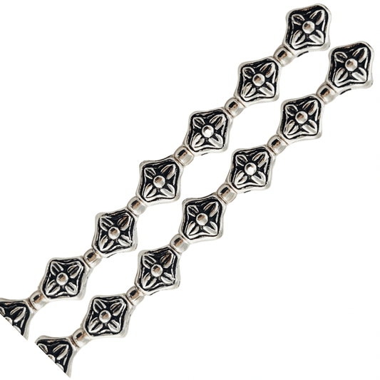 Silver Oxidized Diamond Bead Anklet-10 Inches