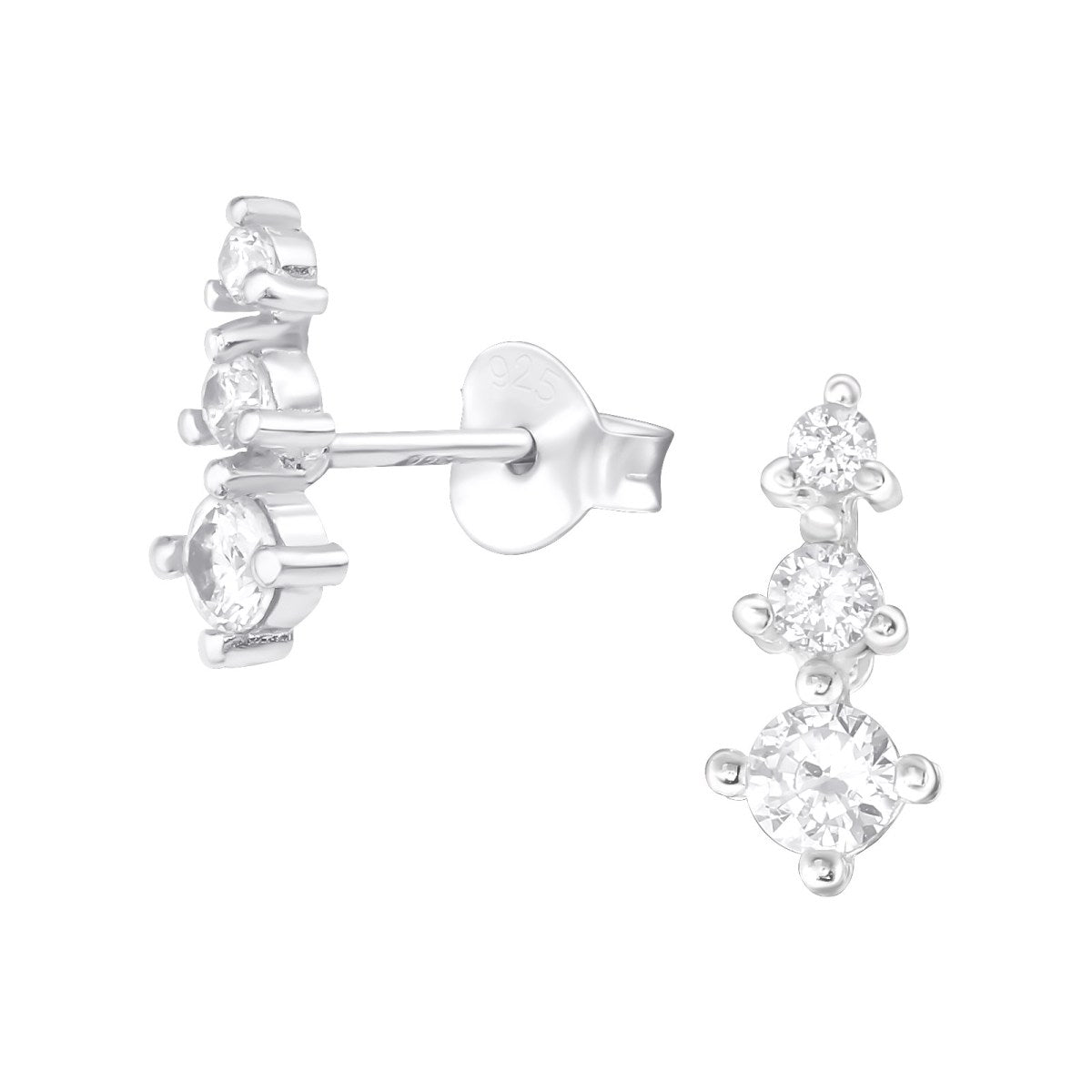 Silver Sparkling Stud Earrings with Cubic Zirconia