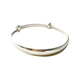 Silver Kids Plain Adjustable Engravable Bangle Bracelet
