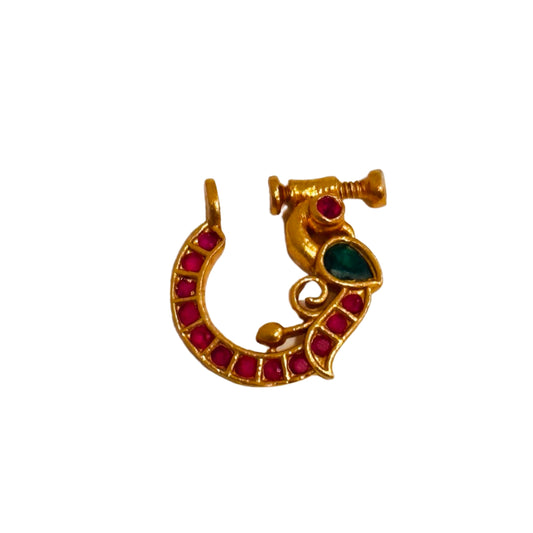 Sathiyana-Silver kundan Nose Pin