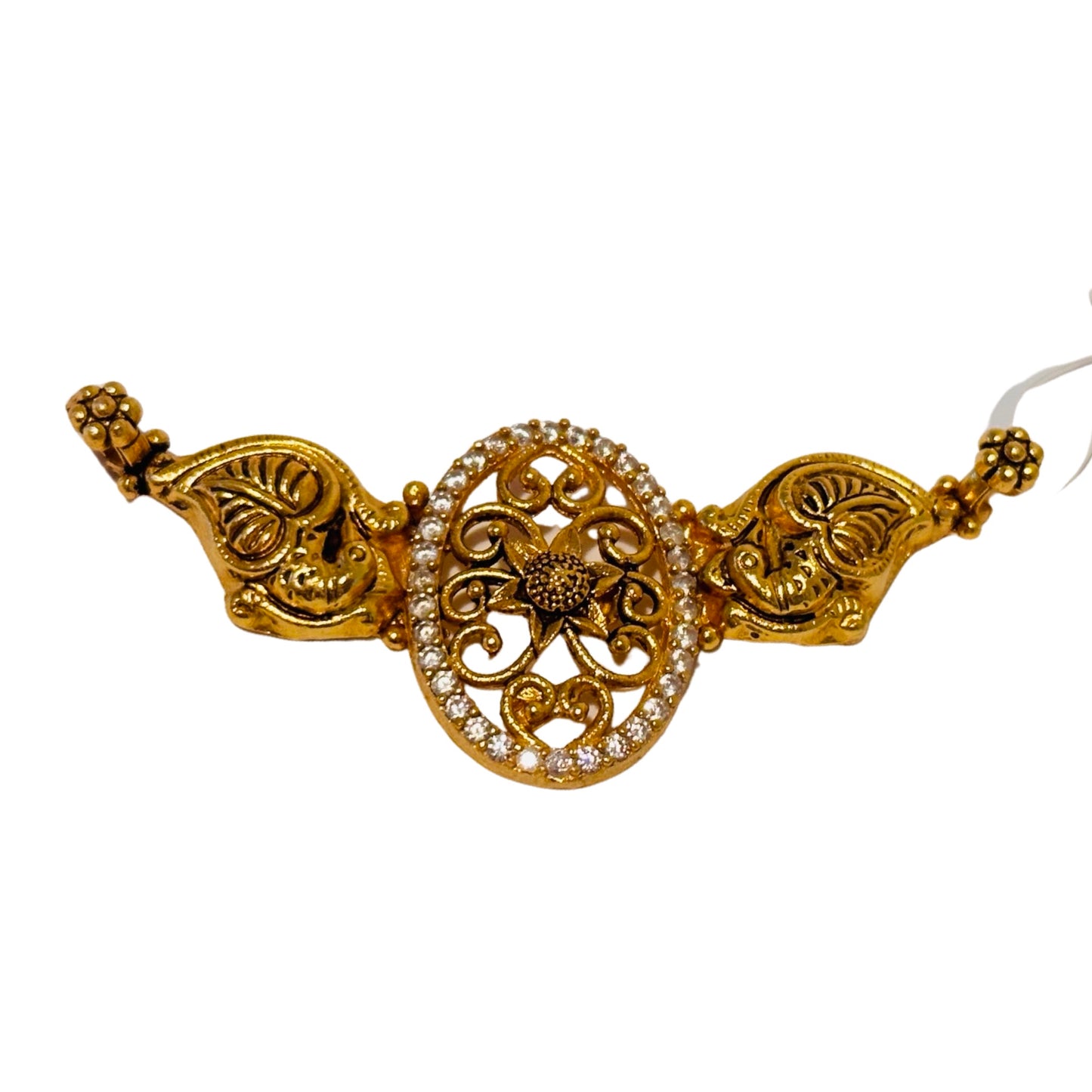Varnika Antique Gold Silver Kundan Pendant