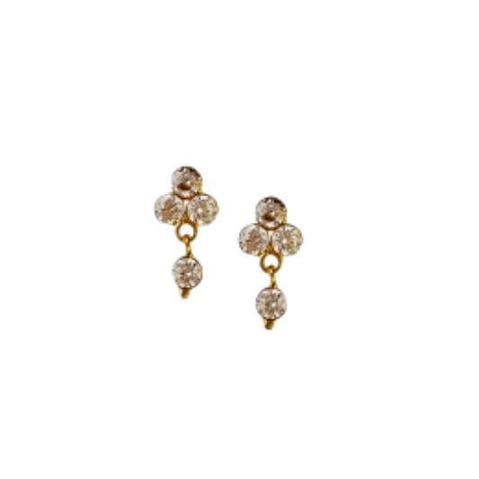 18KT Gold Tristone Drop Earrings