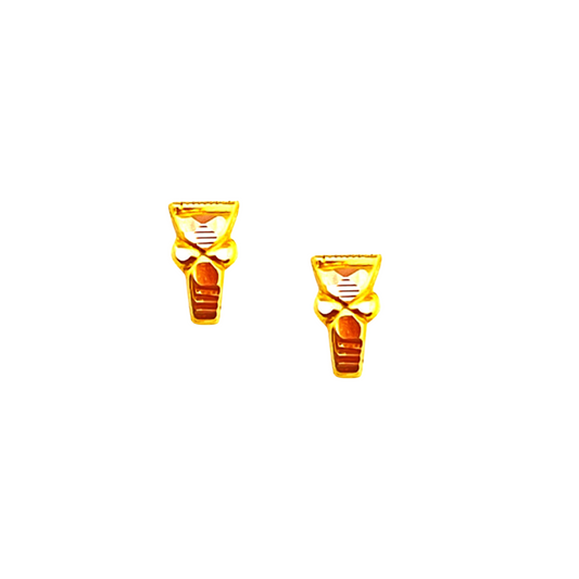 18KT Gold Rhombus Shaped Stud Earrings