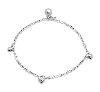 Plain Heart Silver Anklet