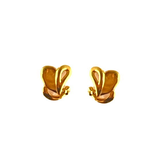 18KT Gold  Looped Heart Stud Earrings