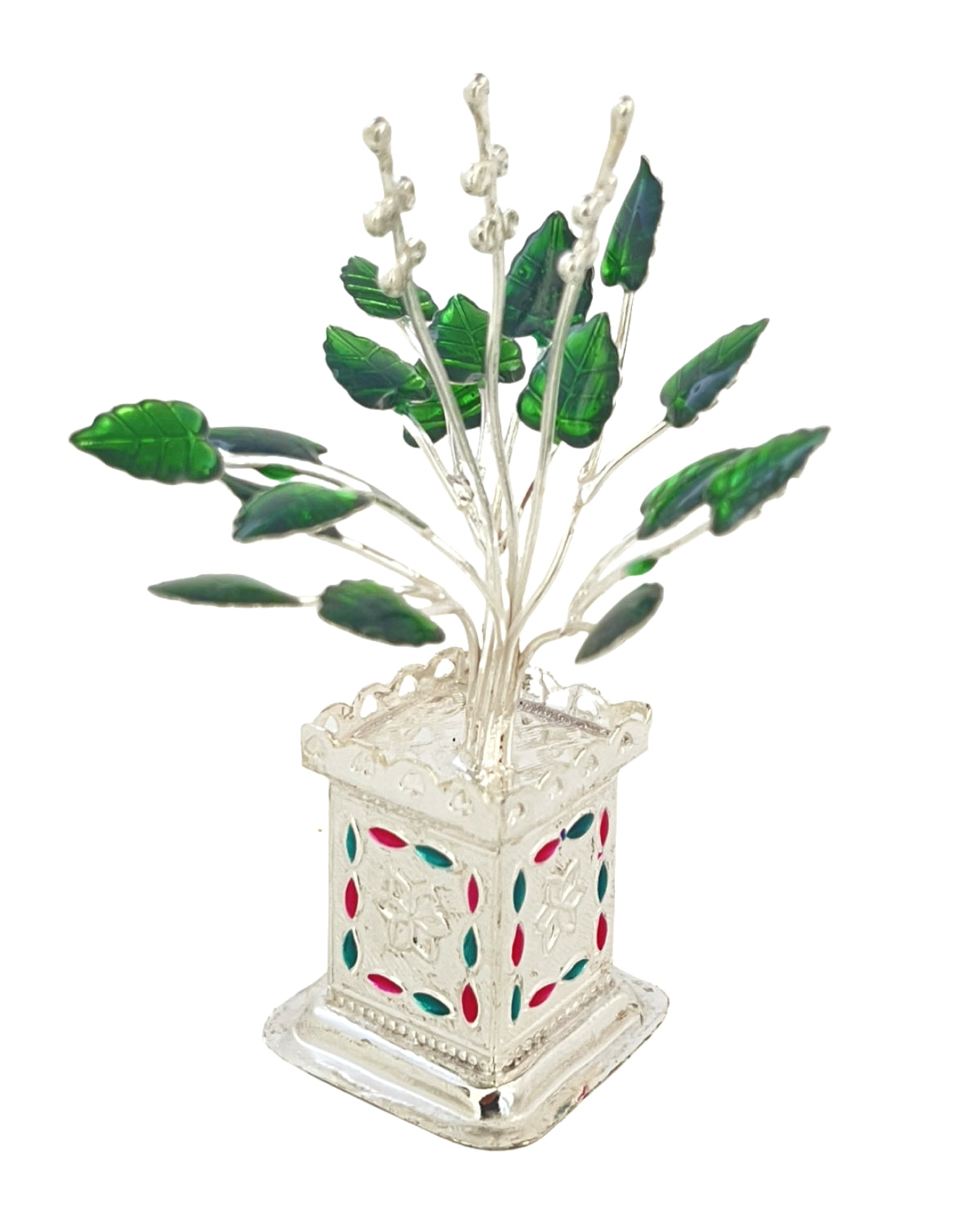 silver Tulsi plant, Silver Tulsi plant for pooja room