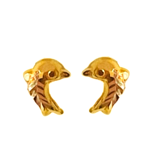 18KT Gold  Dolphin Stud  Earrings