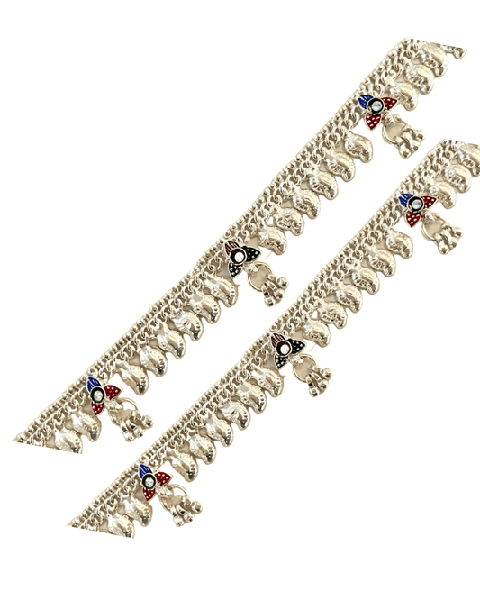 Silver Jigna Anklet (6  Inches)