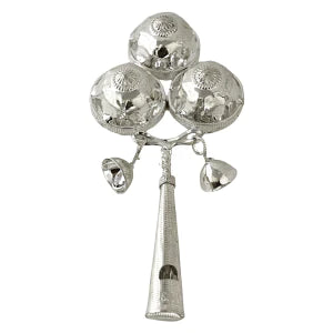 Silver Sensory Rattle For Babies With Whistle