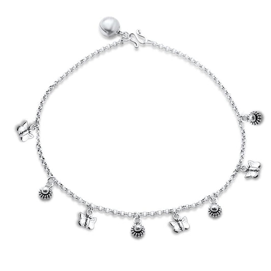 Plain Starfish .925 Sterling Silver Anklet 9