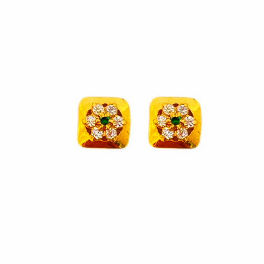 18KT Square Star Flower Stud Earrings