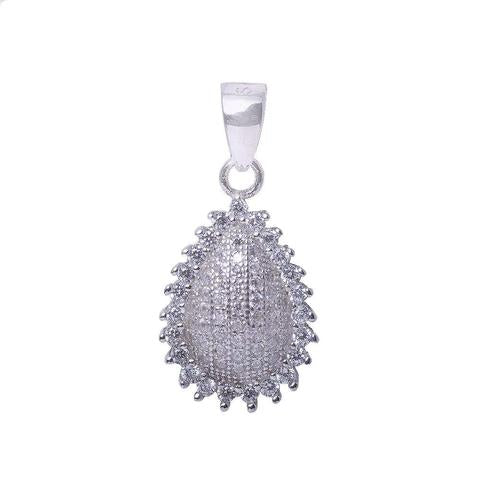 Pear Shape Micro Pave Cubic Zirconia .925 Sterling Silver Pendant