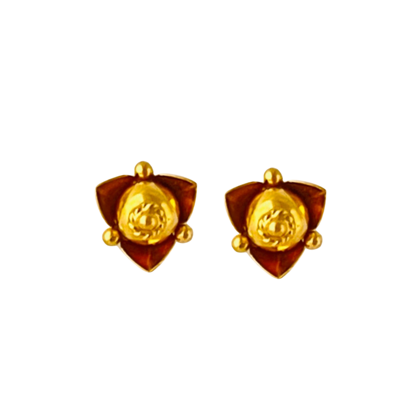 22KT Gold Triangular Stud Earrings
