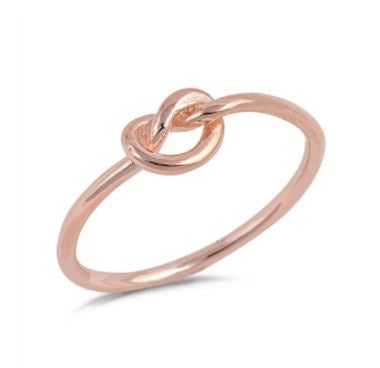 Rose Gold Plated Plain Knoted Heart Ring