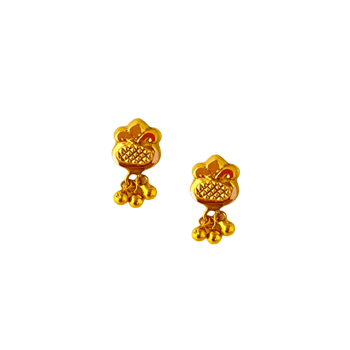 18KT Gold Floral Dotted Drop Earrings