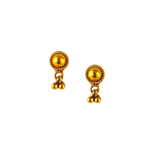 22KT Gold Gold Round Drop Earrings