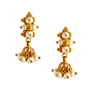 22KT Gold Pearl Jumkha Earrings