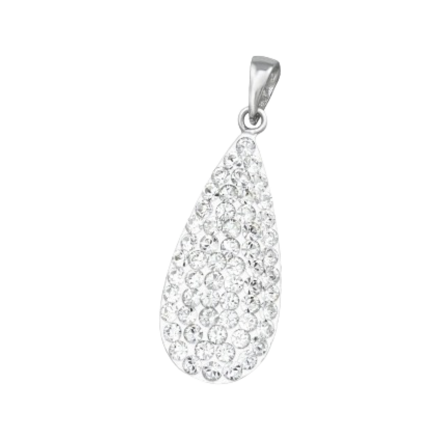 Silver Pear Pendant with Genuine European Crystals